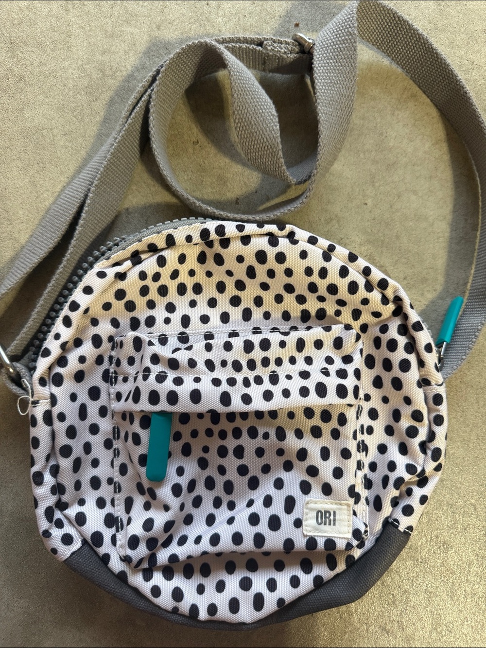 ORI Polka Dot White and Black Round Crossbody Bag